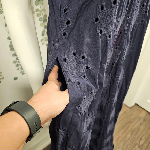 Thakoon Collective Navy Eyelet Shift Dress Sz M - Picture 6 of 12